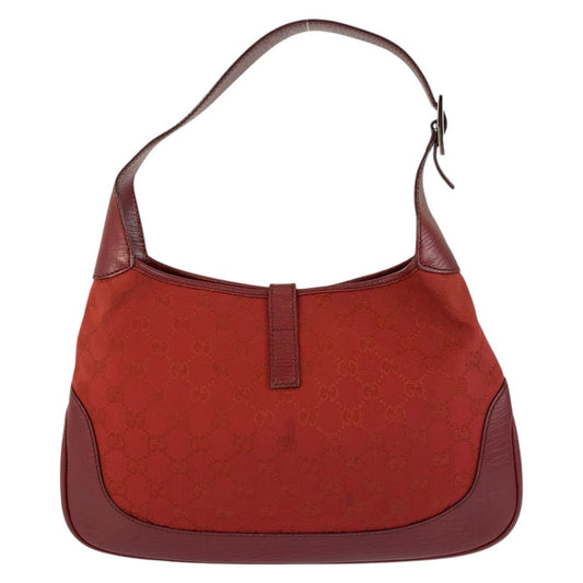 GUCCI Shoulder Bag 00963 GG canvas, leather Red Silver Metal Hobo Shoulder Bag Jackie Women Used Authentic