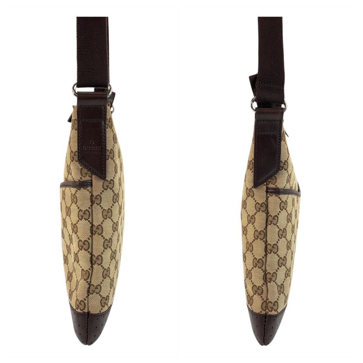 GUCCI Shoulder Bag 145857 GG canvas, leather Beige Brown SilverMetal Shoulder Bag Messenger bag Women Used Authentic