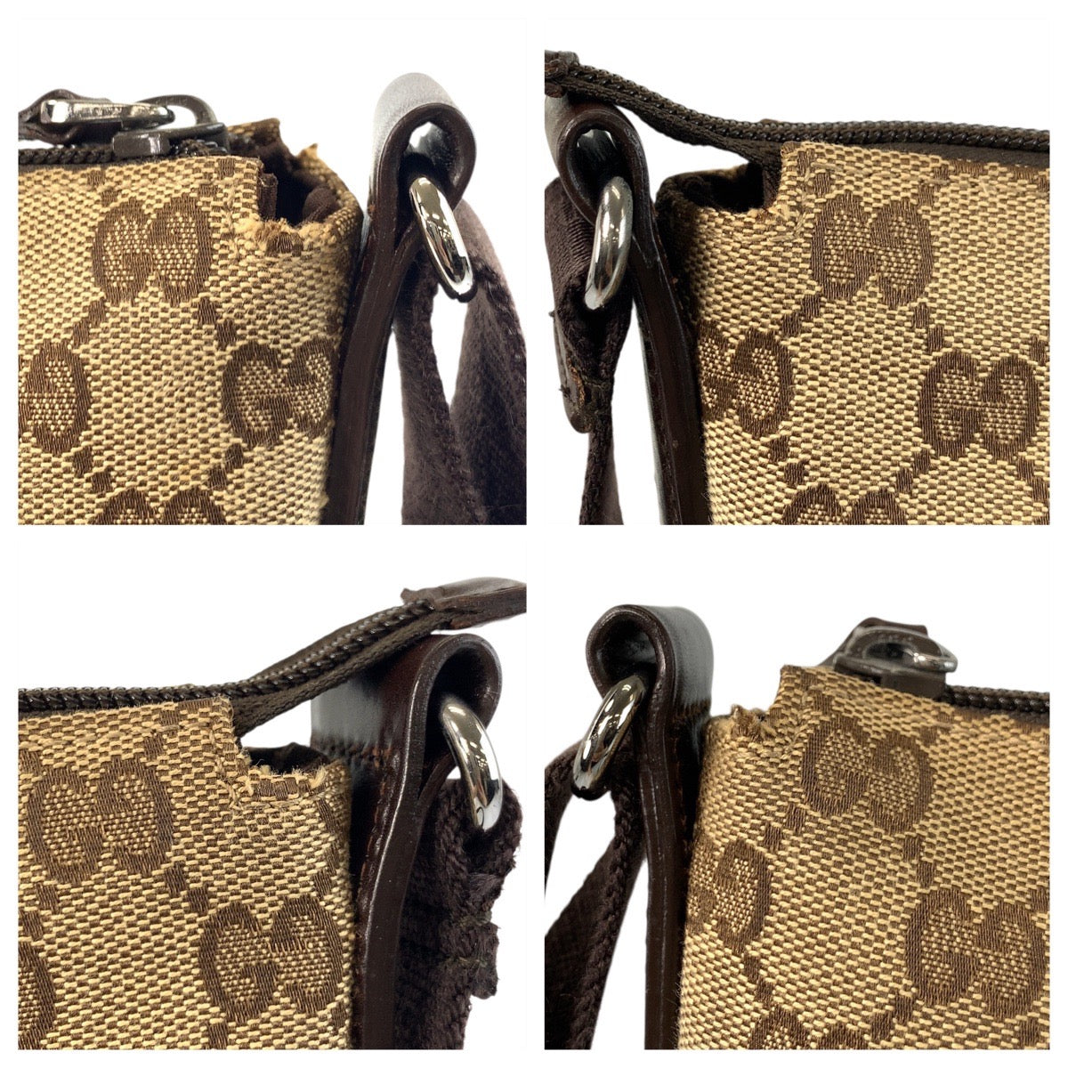 GUCCI Shoulder Bag 145857 GG canvas, leather Beige Brown SilverMetal Shoulder Bag Messenger bag Women Used Authentic