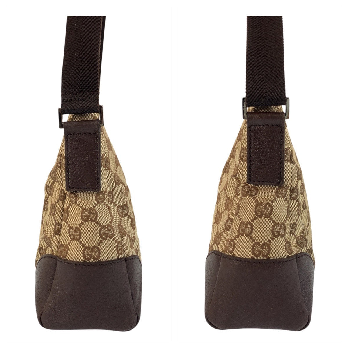 GUCCI Shoulder Bag 114273 GG canvas, leather Beige Brown SilverMetal Shoulder Bag Messenger bag Women Used Authentic