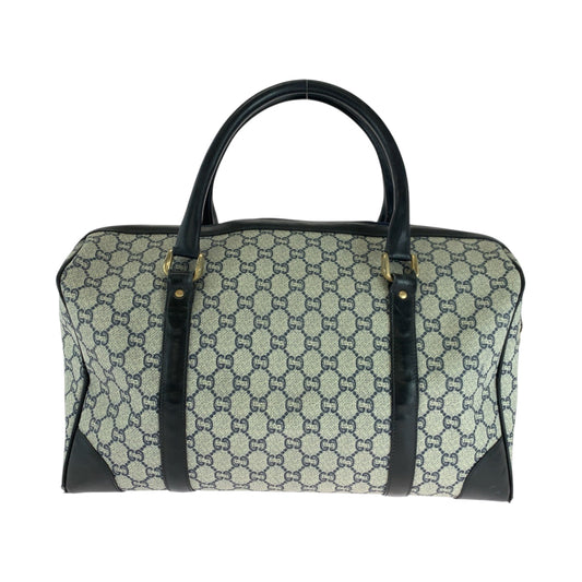 GUCCI Handbag PVC Navy Gray Gold Metal Handbags Mini Boston Duffel bag GG plus Women Used Authentic