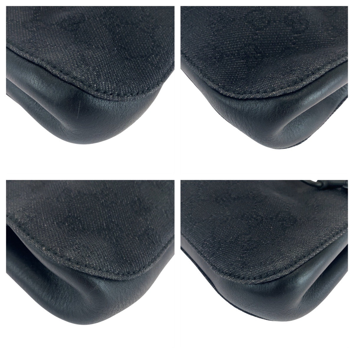 GUCCI Shoulder Bag 101345 GG canvas, leather Black black Shoulder Bag Tote Bag Women Used Authentic