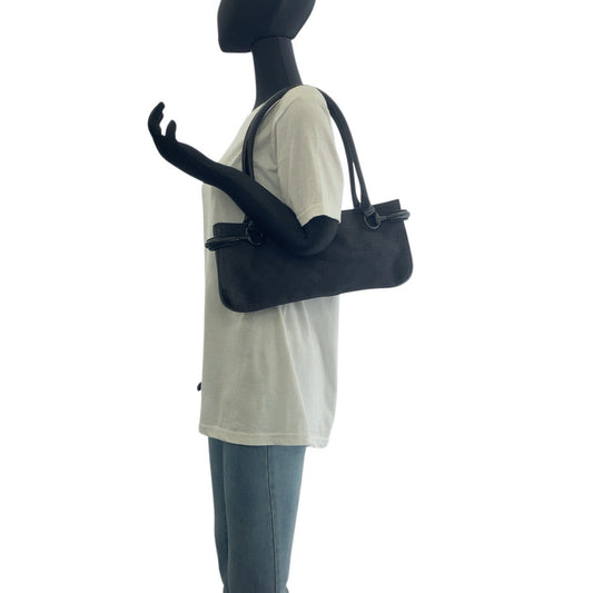 GUCCI Shoulder Bag 101345 GG canvas, leather Black black Shoulder Bag Tote Bag Women Used Authentic