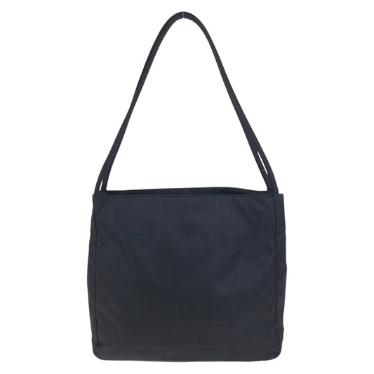 PRADA Tote Bag Nylon Black SilverMetal Tote Bag Shoulder Bag Test Triangle With logo Women Used Authentic