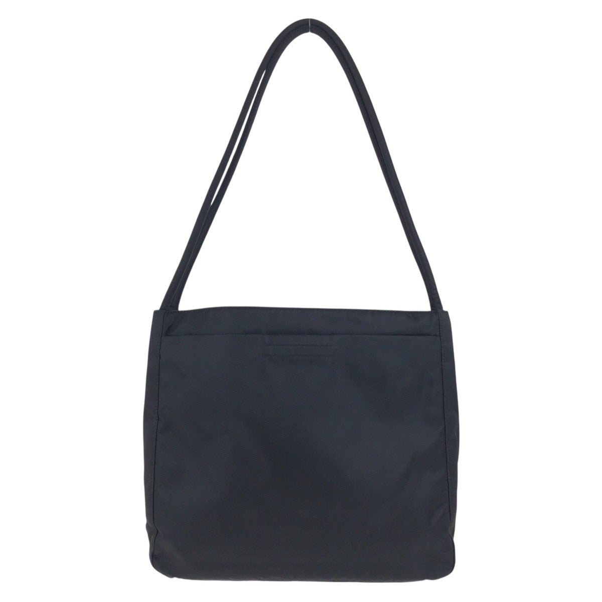 PRADA Tote Bag Nylon Black SilverMetal Tote Bag Shoulder Bag Test Triangle With logo Women Used Authentic