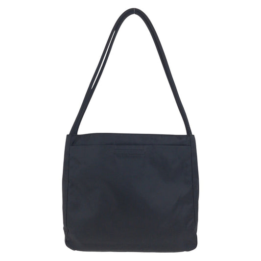 PRADA Tote Bag Nylon Black SilverMetal Tote Bag Shoulder Bag Test Triangle With logo Women Used Authentic