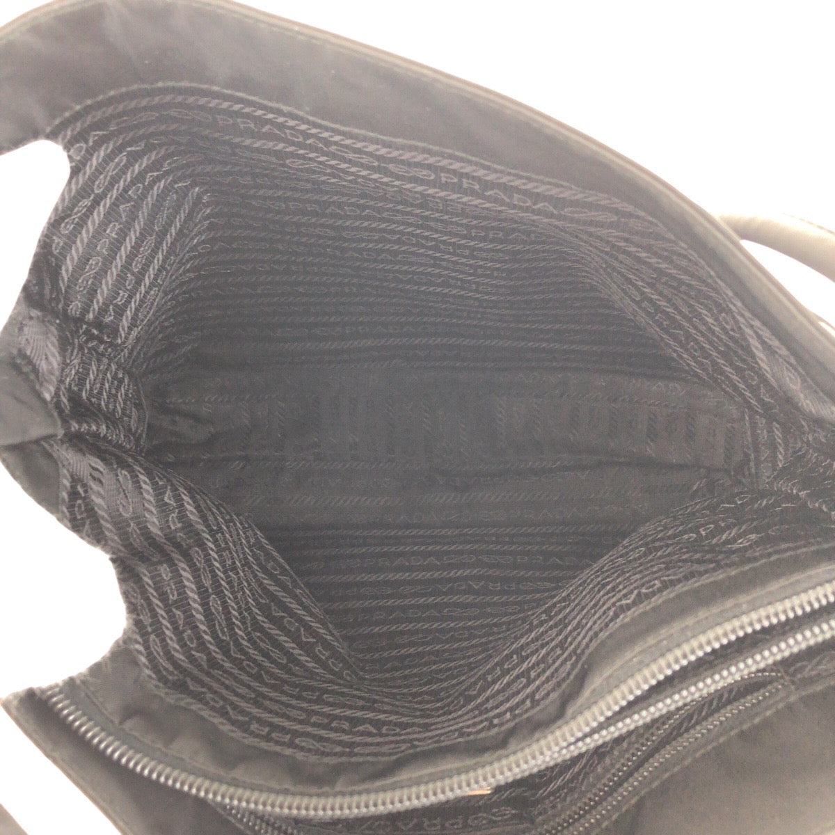 PRADA Tote Bag Nylon Black SilverMetal Tote Bag Shoulder Bag Test Triangle With logo Women Used Authentic