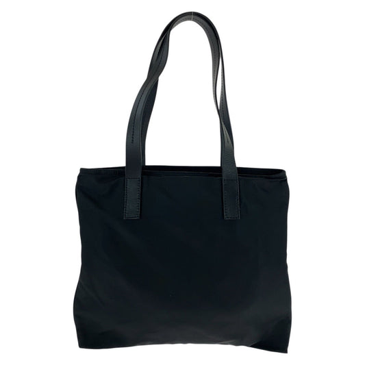 PRADA Tote Bag Nylon, Leather Black SilverMetal Tote Bag Shoulder Bag Test Triangle With logo Women Used Authentic