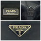 PRADA Tote Bag Nylon, Leather Black SilverMetal Tote Bag Shoulder Bag Test Triangle With logo Women Used Authentic