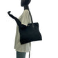 PRADA Tote Bag Nylon, Leather Black SilverMetal Tote Bag Shoulder Bag Test Triangle With logo Women Used Authentic