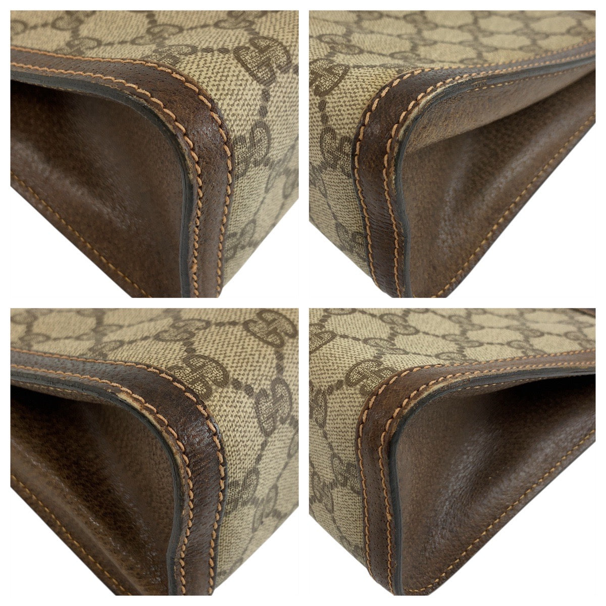 GUCCI Clutch bag 41 001 2825 28 GG Supreme canvas, leather Beige brown Clutch bag business bag Sherry Line Old Gucci mens(Unisex) Used Authentic