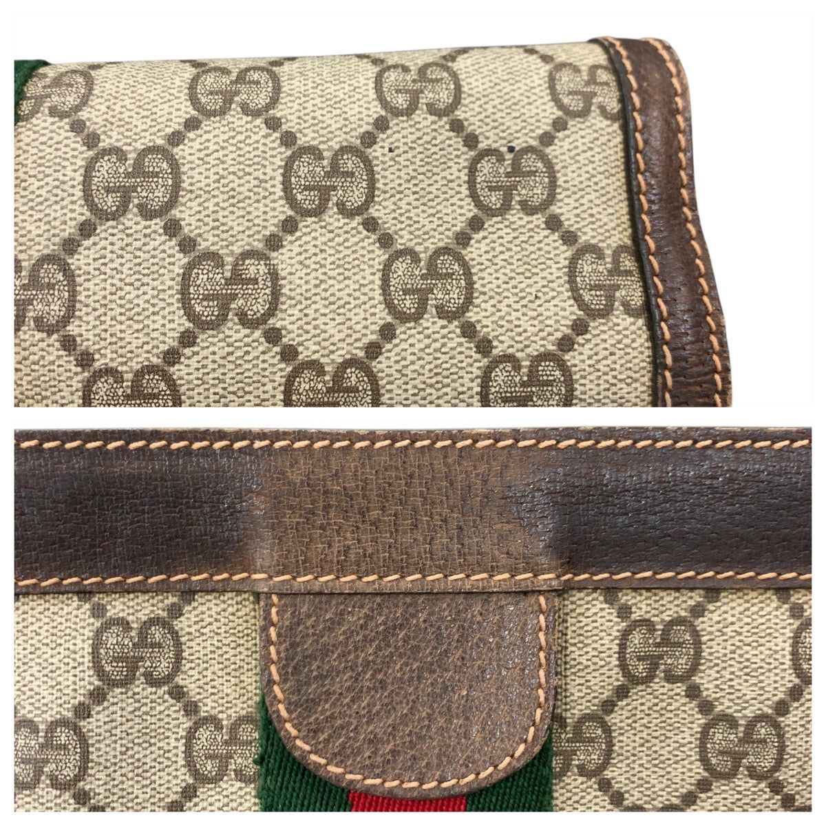 GUCCI Clutch bag 41 001 2825 28 GG Supreme canvas, leather Beige brown Clutch bag business bag Sherry Line Old Gucci mens(Unisex) Used Authentic