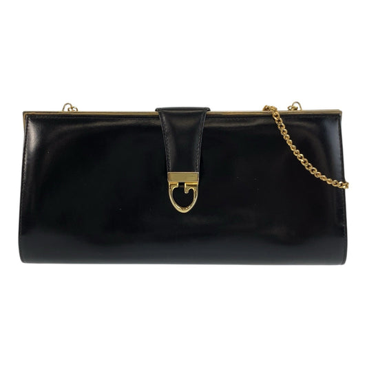 GUCCI Shoulder Bag leather Black GoldMetal ChainShoulder Bag Old Gucci Women Used Authentic