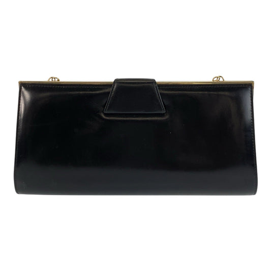 GUCCI Shoulder Bag leather Black GoldMetal ChainShoulder Bag Old Gucci Women Used Authentic