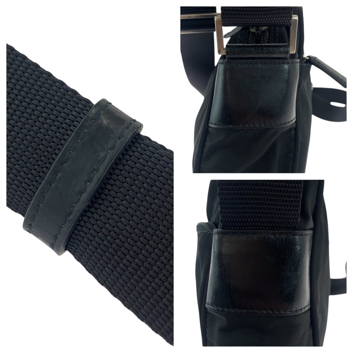 PRADA Shoulder Bag Nylon Black SilverMetal Test Triangle With logo