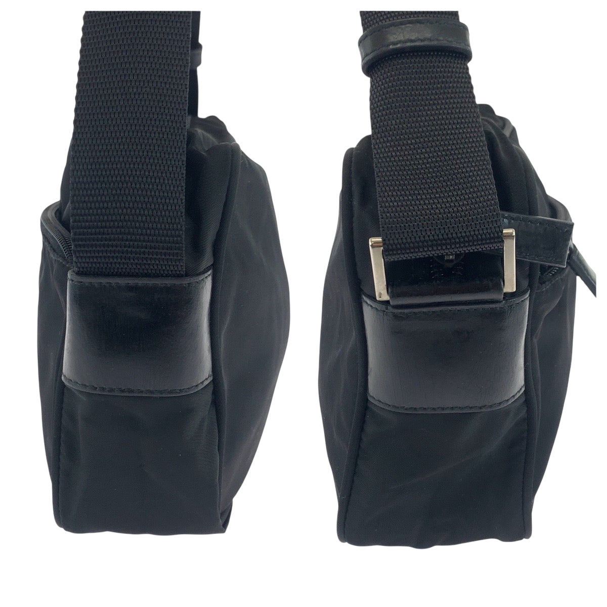 PRADA Shoulder Bag Nylon Black SilverMetal Test Triangle With logo