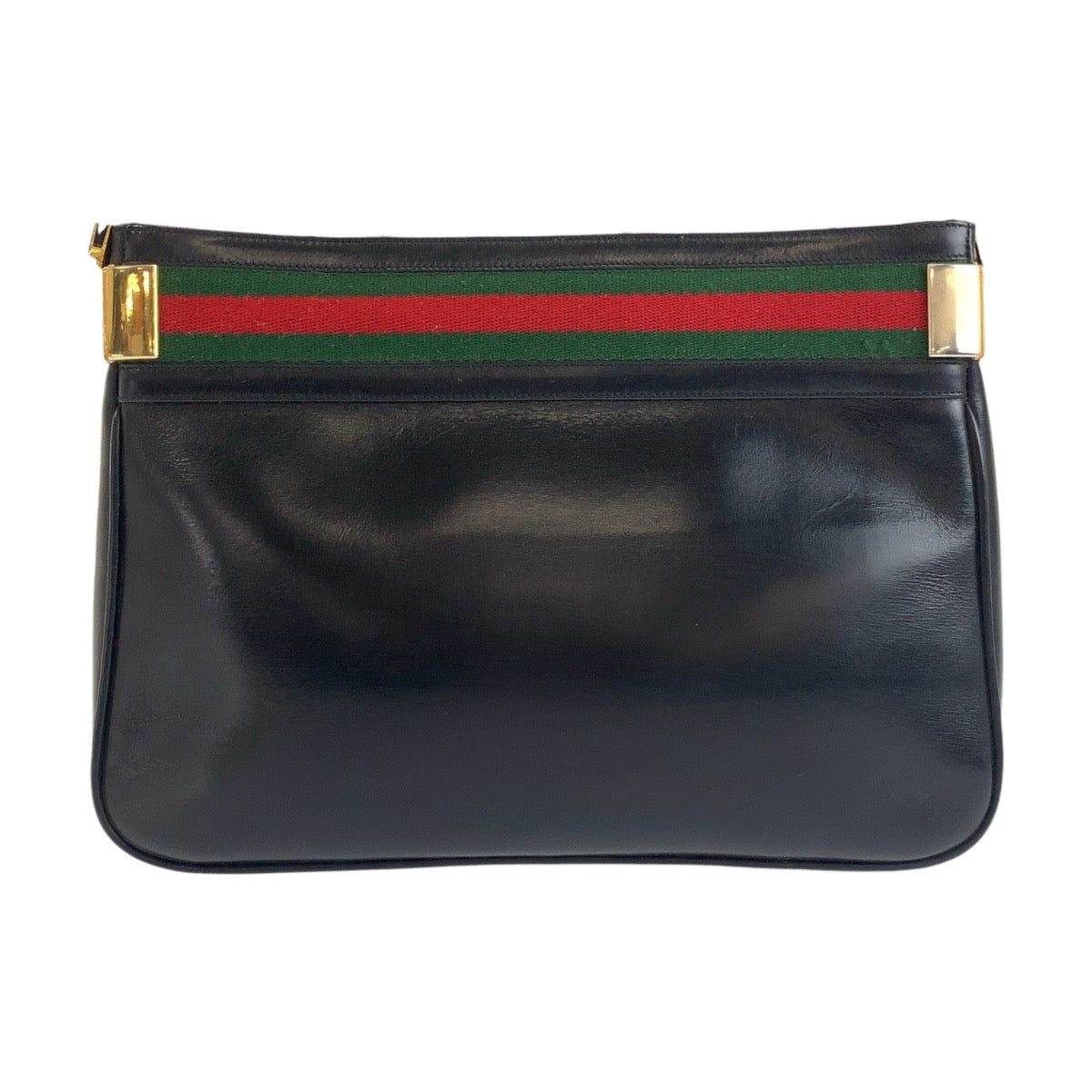 GUCCI Shoulder Bag leather Black GoldMetal Shoulder Bag pochette Sherry Line Old Gucci Women Used Authentic