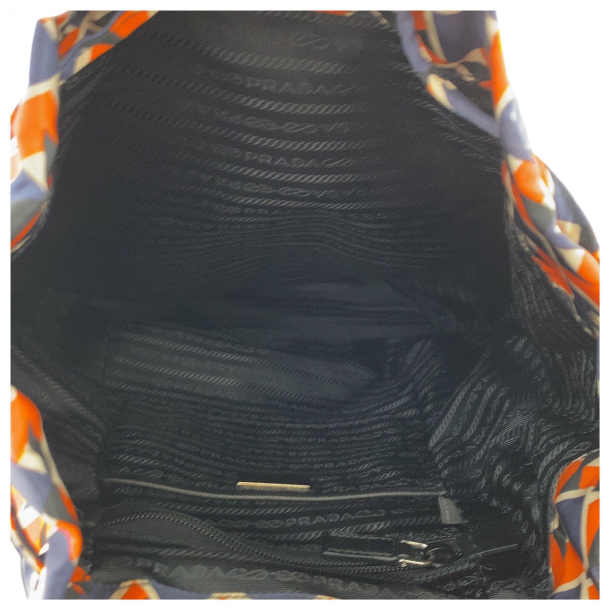 PRADA Backpack Nylon, Leather Orange Navy SilverMetal Backpack Backpack Test Triangle With logo Women Used Authentic