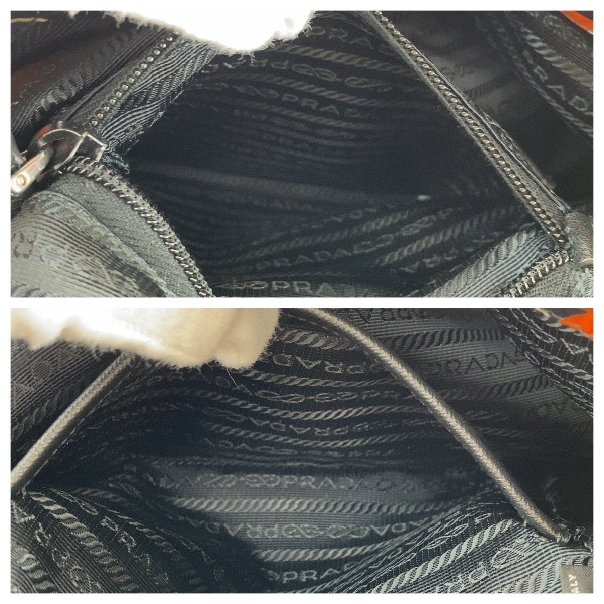 PRADA Backpack Nylon, Leather Orange Navy SilverMetal Backpack Backpack Test Triangle With logo Women Used Authentic