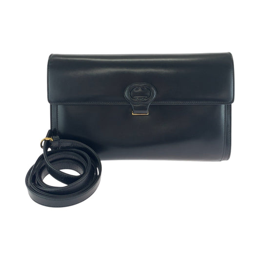 GUCCI Shoulder Bag 26 004 0297 leather Black GoldMetal Shoulder Bag Clutch bag 2way Old Gucci Women Used Authentic