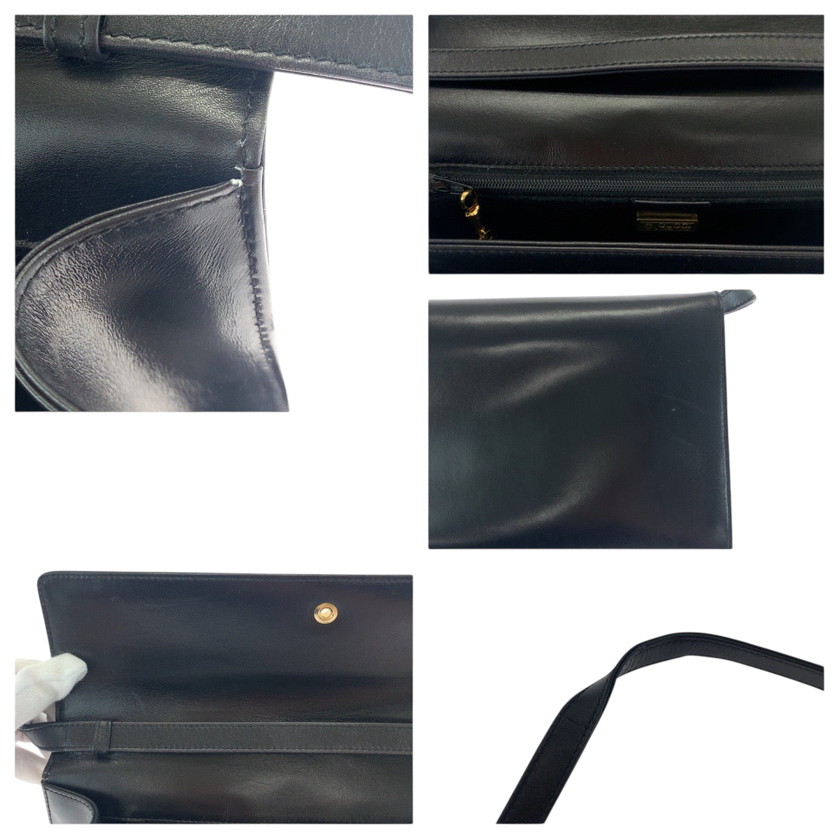 GUCCI Shoulder Bag 26 004 0297 leather Black GoldMetal Shoulder Bag Clutch bag 2way Old Gucci Women Used Authentic