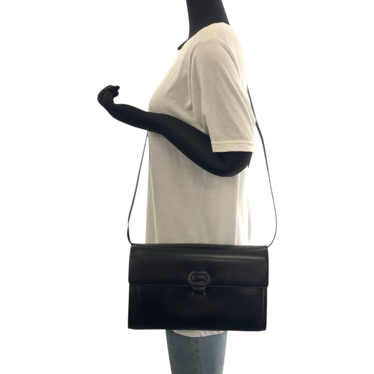 GUCCI Shoulder Bag 26 004 0297 leather Black GoldMetal Shoulder Bag Clutch bag 2way Old Gucci Women Used Authentic
