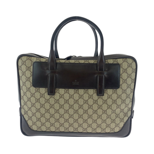 GUCCI Business bag 101666 GG Supreme Canvas Beige Brown SilverMetal