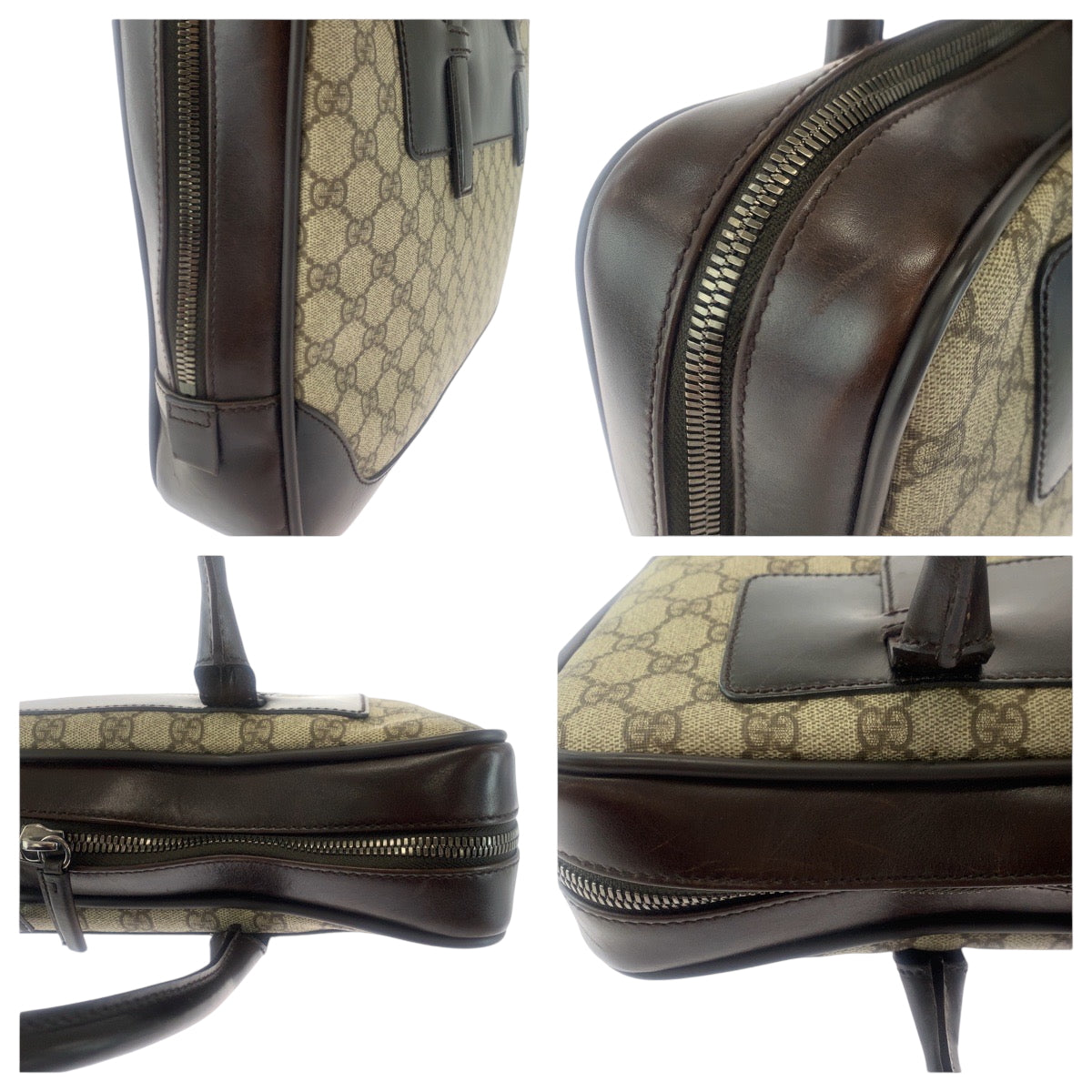 GUCCI Business bag 101666 GG Supreme Canvas Beige Brown SilverMetal