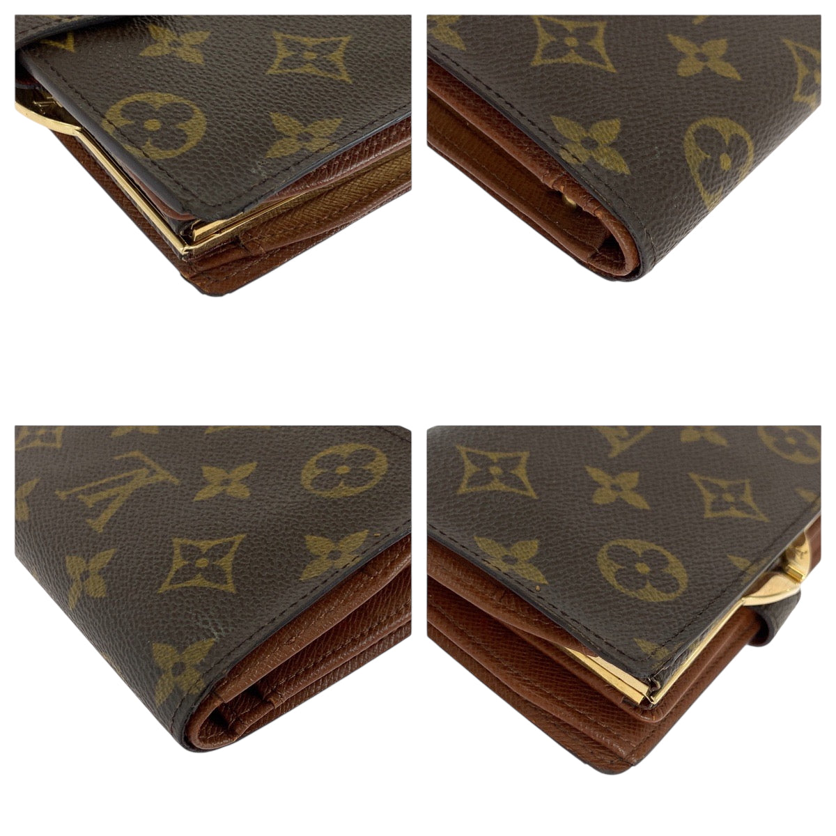 LOUIS VUITTON Bifold Wallet M61663  PVC Brown Gold Metal Folding wallet Compact wallet Monogram Portonet Bie Vienova Women Used Authentic