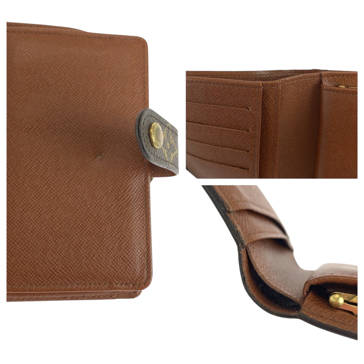 LOUIS VUITTON Bifold Wallet M61663  PVC Brown Gold Metal Folding wallet Compact wallet Monogram Portonet Bie Vienova Women Used Authentic