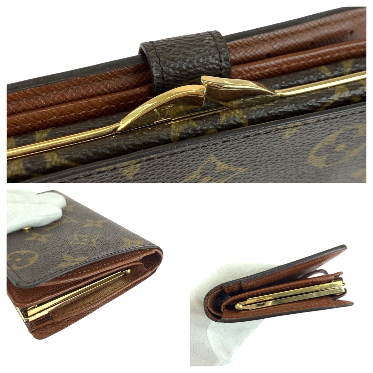 LOUIS VUITTON Bifold Wallet M61663  PVC Brown Gold Metal Folding wallet Compact wallet Monogram Portonet Bie Vienova Women Used Authentic