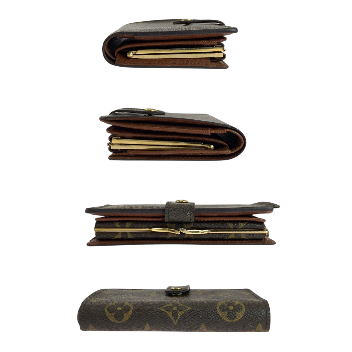 LOUIS VUITTON Bifold Wallet M61663  PVC Brown Gold Metal Folding wallet Compact wallet Monogram Portonet Bie Vienova Women Used Authentic