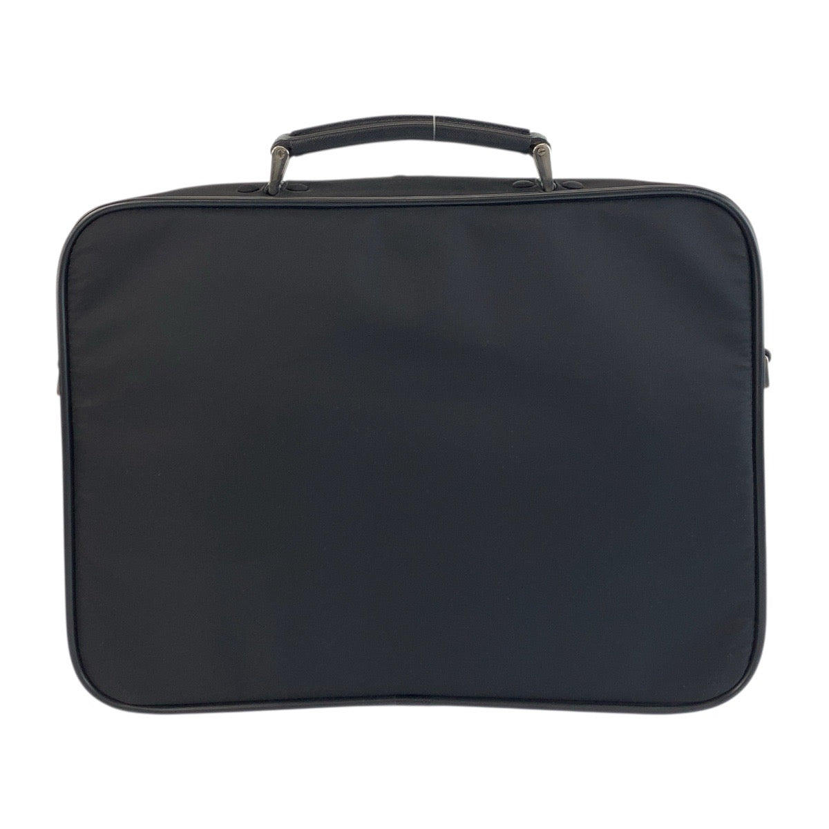 PRADA Business bag Nylon, Leather Black SilverMetal Business bag briefcase Test Triangle With logo mens Used Authentic