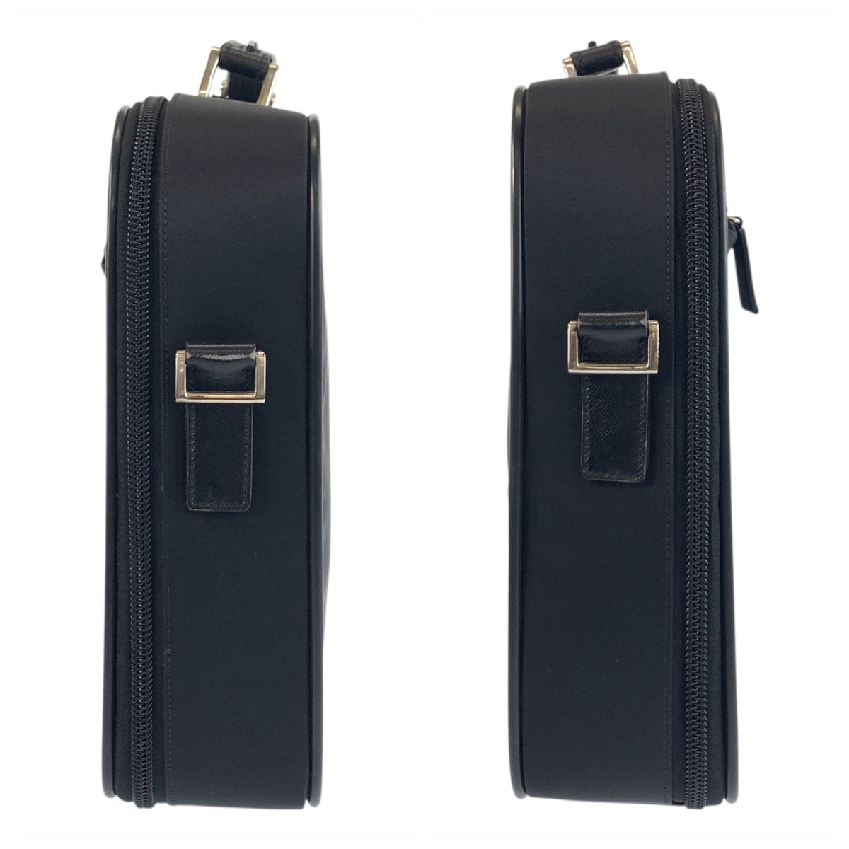 PRADA Business bag Nylon, Leather Black SilverMetal Business bag briefcase Test Triangle With logo mens Used Authentic