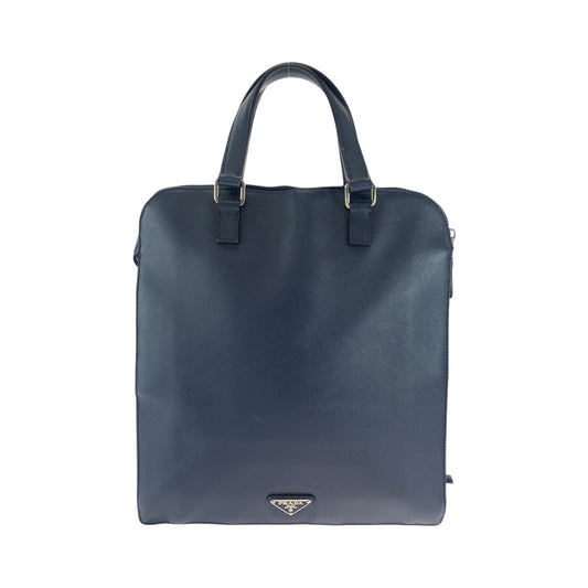 PRADA Business bag VR0081 leather Navy Safiano Triangle With logo