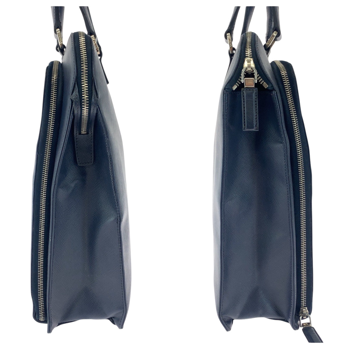PRADA Business bag VR0081 leather Navy Safiano Triangle With logo
