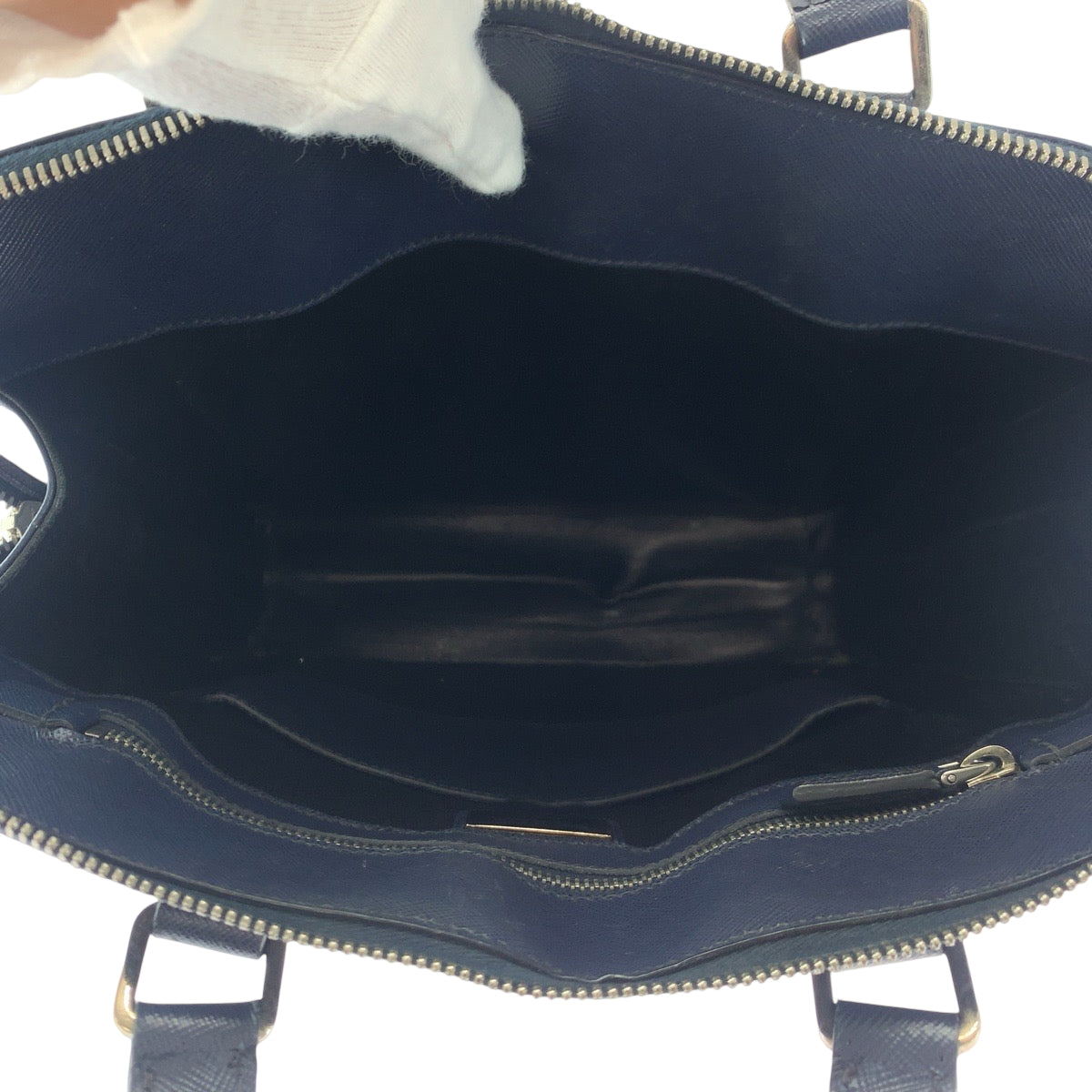 PRADA Business bag VR0081 leather Navy Safiano Triangle With logo