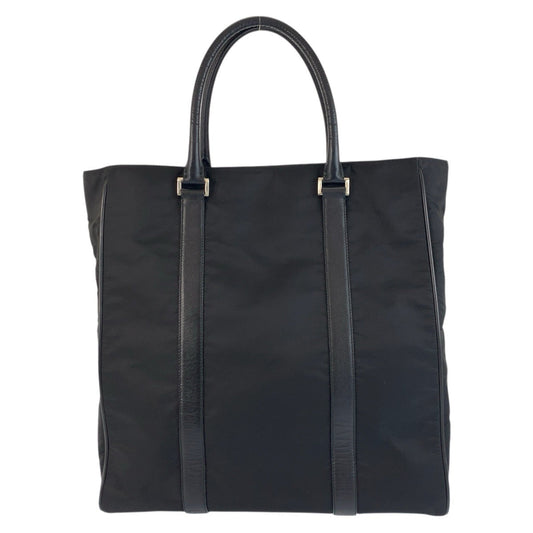 PRADA Tote Bag Nylon, Leather Black SilverMetal Tote Bag Shoulder Bag Business bag Test Triangle With logo mens Used Authentic