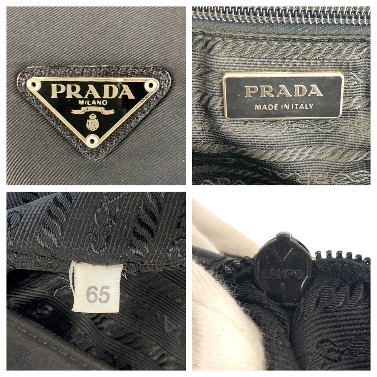 PRADA Tote Bag Nylon, Leather Black SilverMetal Tote Bag Shoulder Bag Business bag Test Triangle With logo mens Used Authentic
