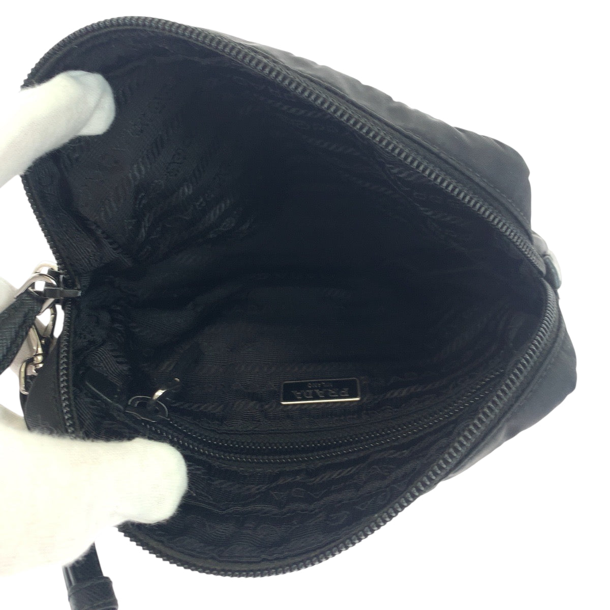 PRADA Pouch Nylon black Test Triangle With logo