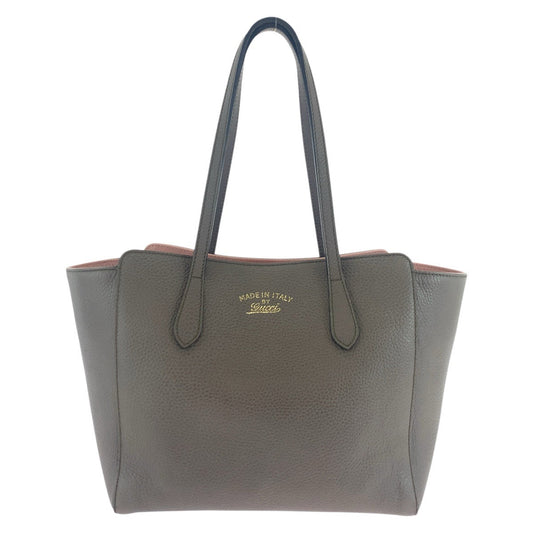 GUCCI Tote Bag 354408 leather Brown Greige Pink Tote Bag Shoulder Bag Swing Women Used Authentic