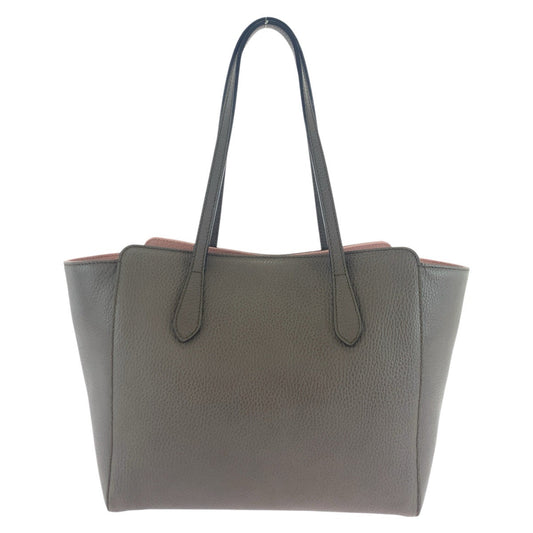 GUCCI Tote Bag 354408 leather Brown Greige Pink Tote Bag Shoulder Bag Swing Women Used Authentic