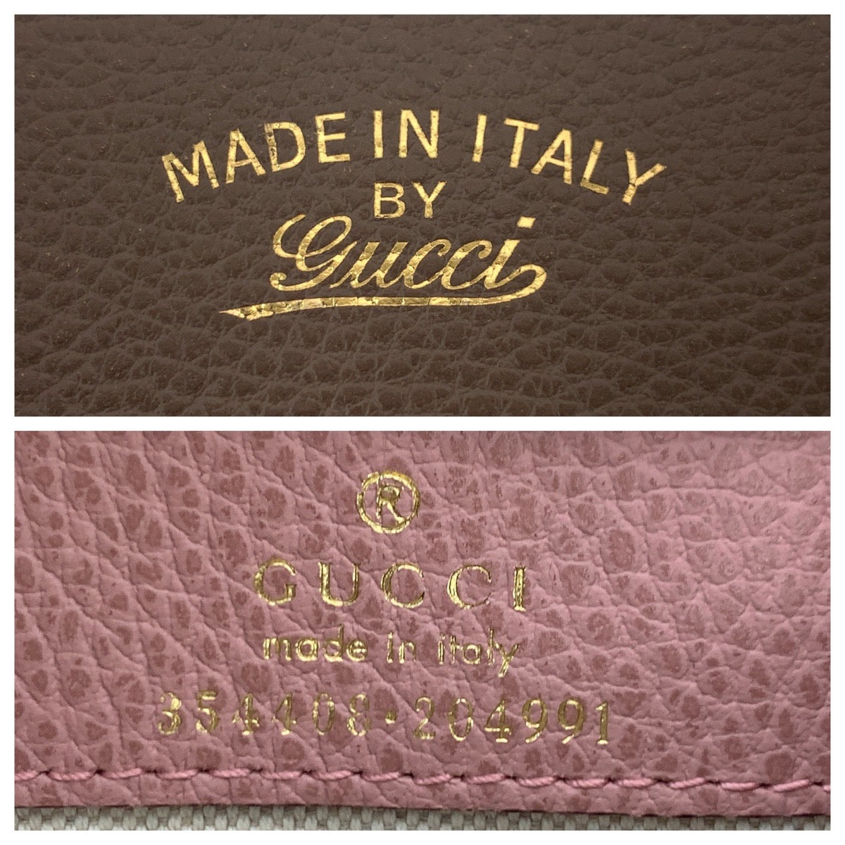 GUCCI Tote Bag 354408 leather Brown Greige Pink Tote Bag Shoulder Bag Swing Women Used Authentic
