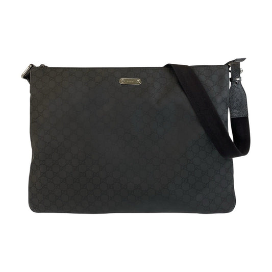 GUCCI Shoulder Bag 190628 Nylon, Leather Black SilverMetal Shoulder Bag Messenger bag GG pattern mens Used Authentic