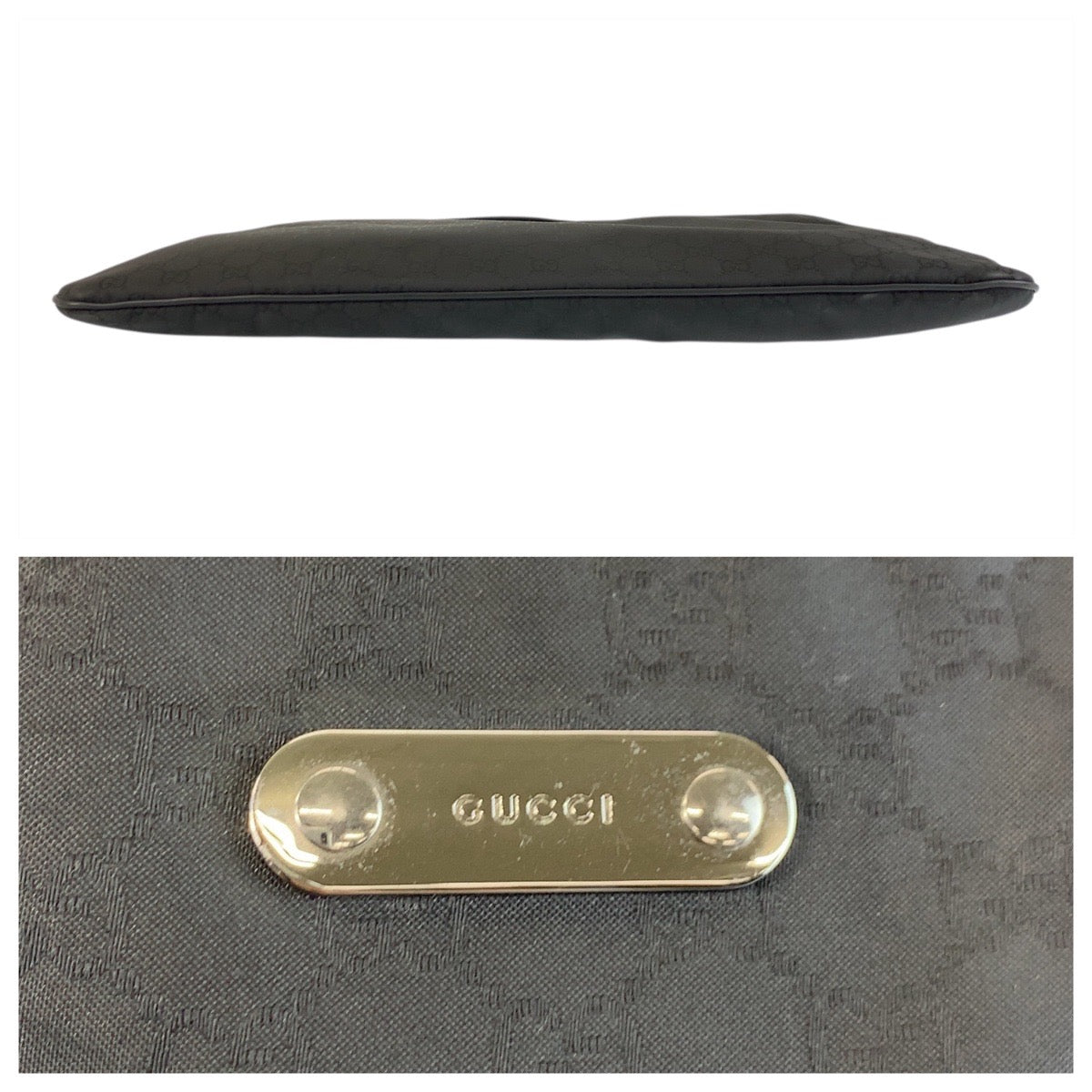 GUCCI Shoulder Bag 190628 Nylon, Leather Black SilverMetal Shoulder Bag Messenger bag GG pattern mens Used Authentic