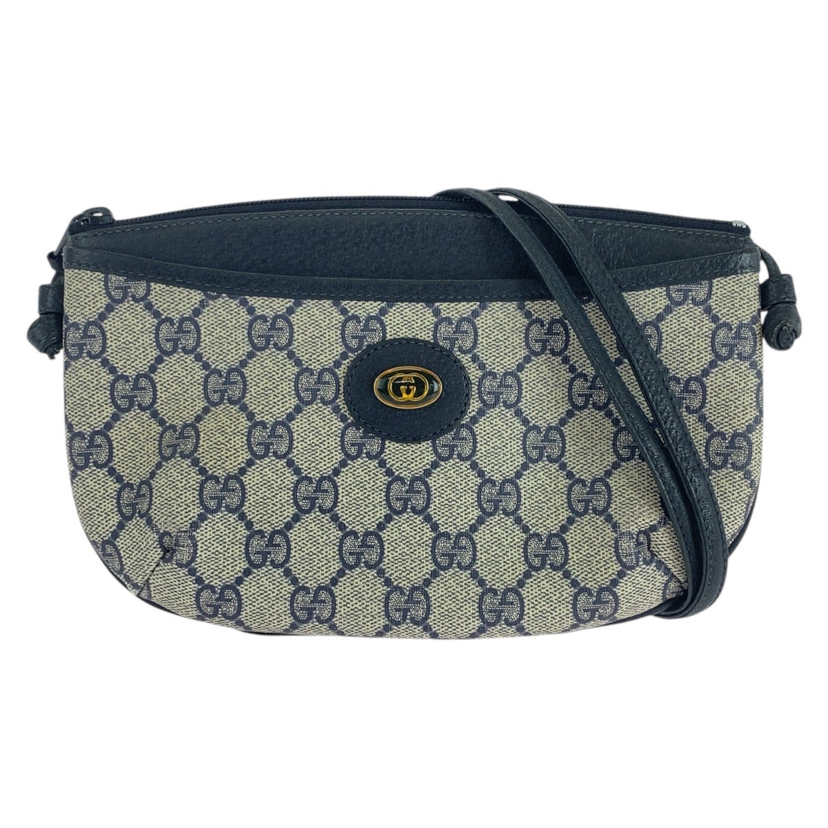 GUCCI Shoulder Bag 904 02 020 GG Supreme canvas, leather Gray navy Shoulder Bag pochette Old Gucci Women Used Authentic