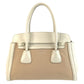 PRADA Handbag canvas Beige White Gold Metal