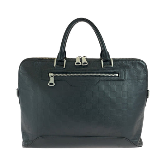 LOUIS VUITTON Business bag N41019 leather Black SilverMetal Business bag handbag Damier Anfini Avenue mens Used Authentic