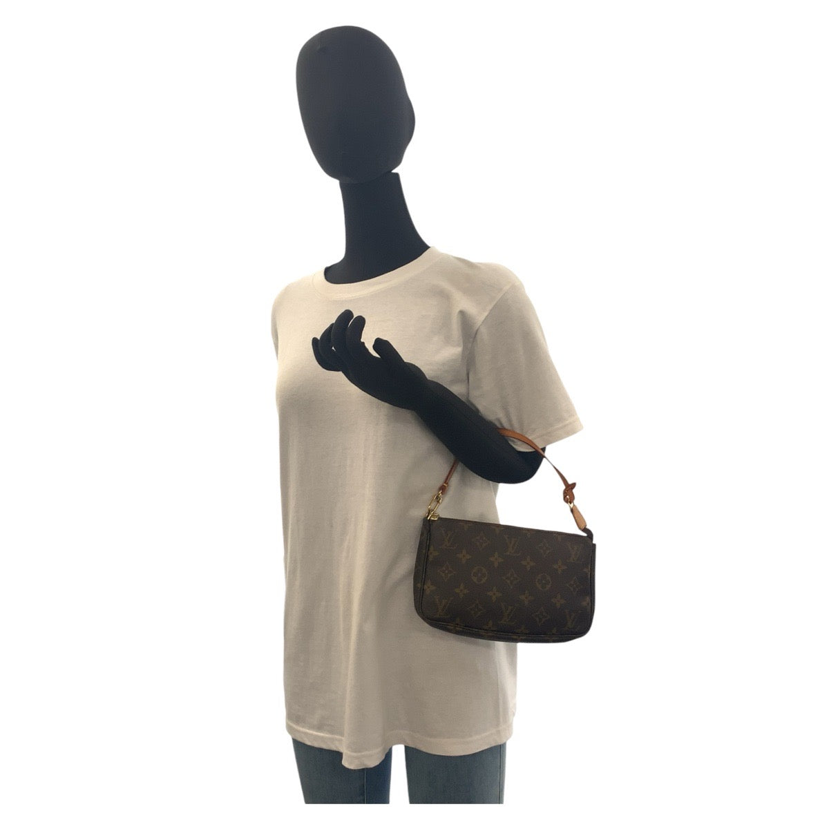 LOUIS VUITTON Handbag M51980 PVC, Leather Brown Accessory pouch Monogram Pochette Accessoires Women Used Authentic