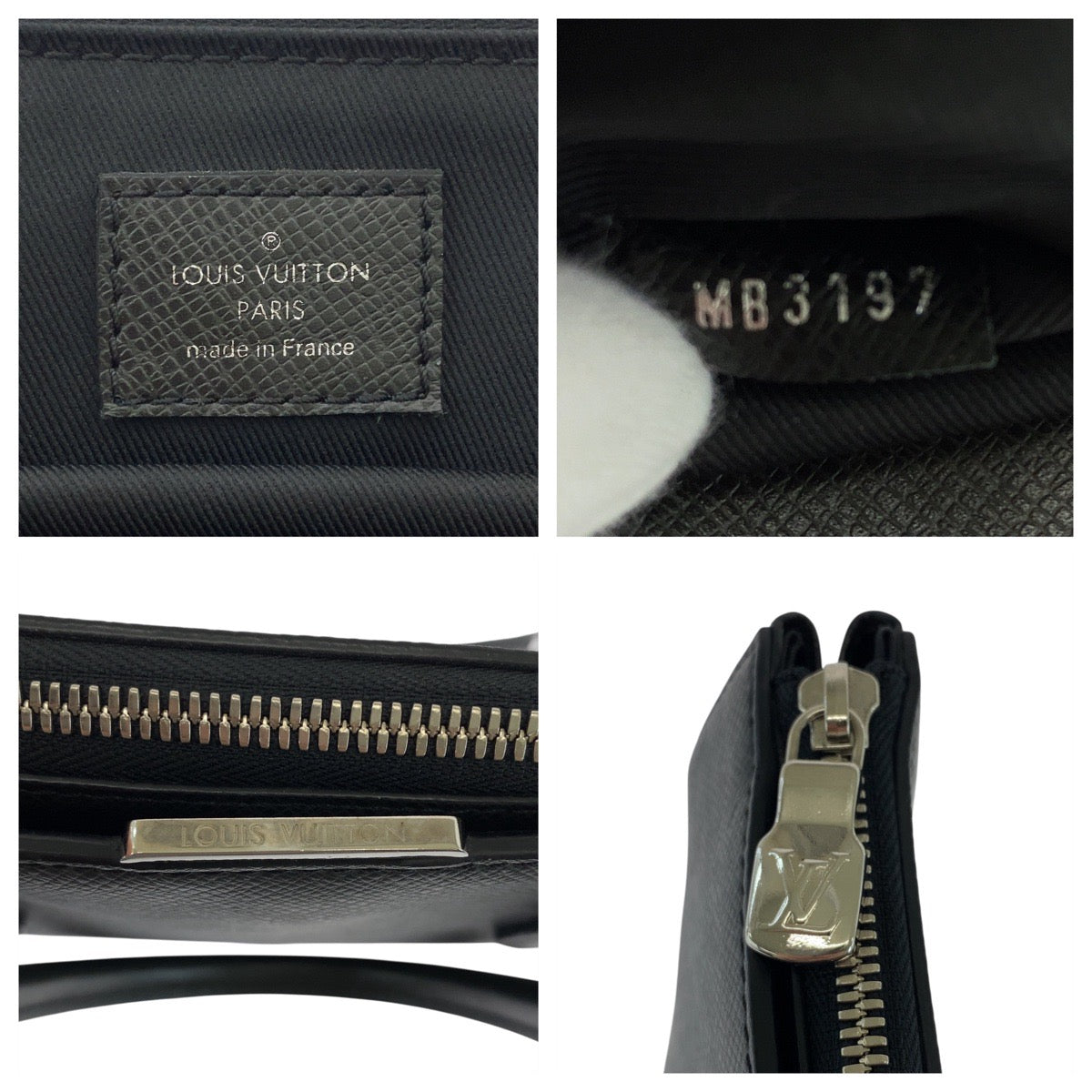 LOUIS VUITTON Business bag M33416 leather Black Silver Metal Business bag briefcase Taiga Anton mens Used Authentic